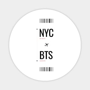 NYC to BTS Boarding pass Magnet